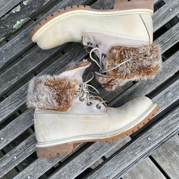 Timberland Faux Fur Fold Down Boots Size 7 - Picture 4 of 10